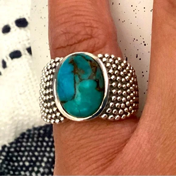 Michael Dawkins Turquoise and Silver Ring - Picture 1 of 8